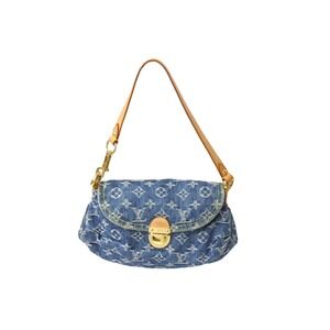 LOUIS VUITTON Pleaty Handbag Monogram Denim Leather